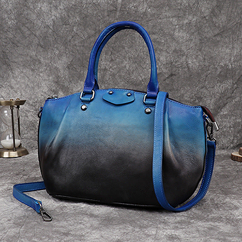 Retro Women's Leather Handmade Large Capacity Dumpling Bag