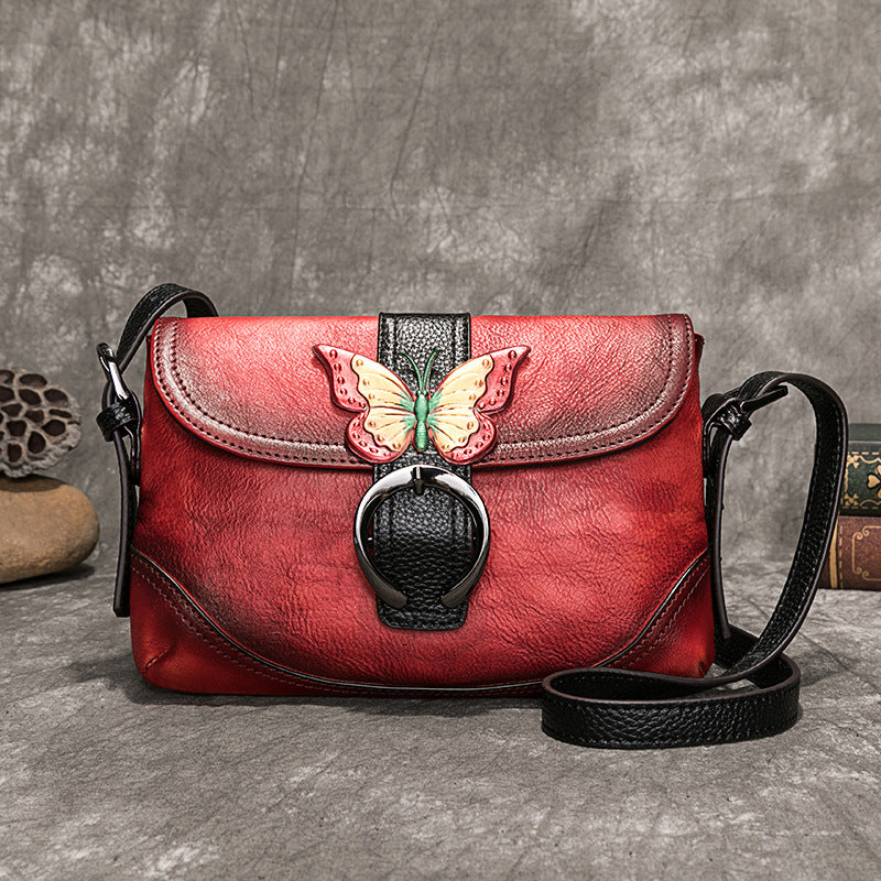 Cargo First Layer Cowhide Vegetable Tanned Leather Women's Shoulder Bag