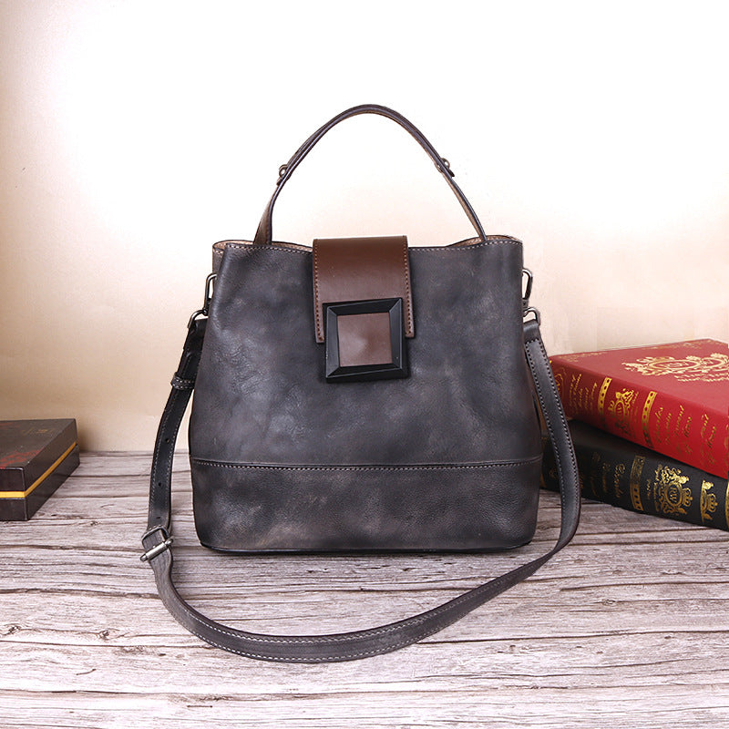 Retro Women's Genuine Leather Crossbody Shoulder Tote