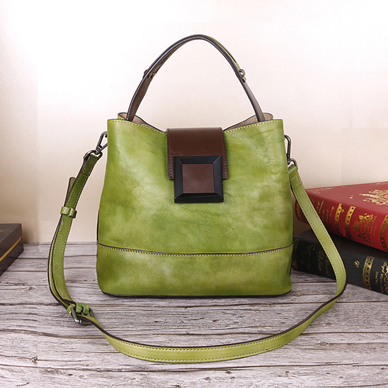Retro Women's Genuine Leather Crossbody Shoulder Tote