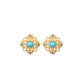 Gold Plated Hollow Filament Inlay Turquoise Earrings