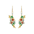 Original Design Color Oil Dropping Butterfly Pearl Silver Pin Earrings for Women