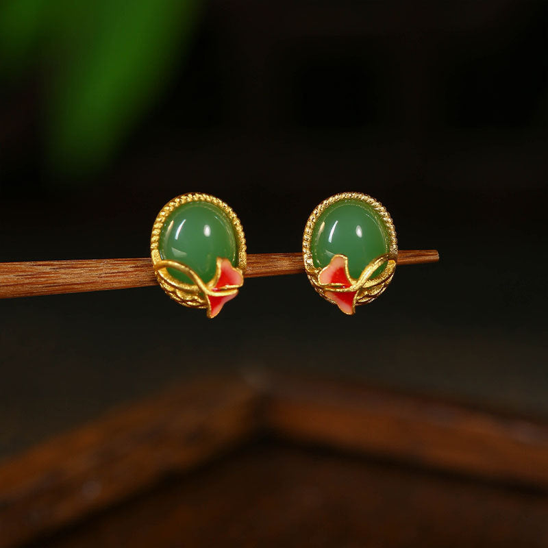 925 Silver Needle Apricot Leaf Earrings for Women - Ins Niche Design, High - end