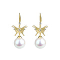 Zircon Bow Pearl Earrings for Women, Face Skinny Design