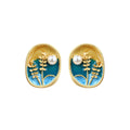 Creative Wheat, Pearl Enamel Oil Dropping Earrings for Women