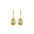 Gold Plated Gourd Fulu Imitation Pine Stone Vintage Earrings