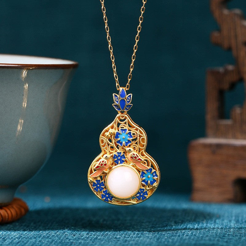 Enamel Imitation Jade Necklace for Women in Summer