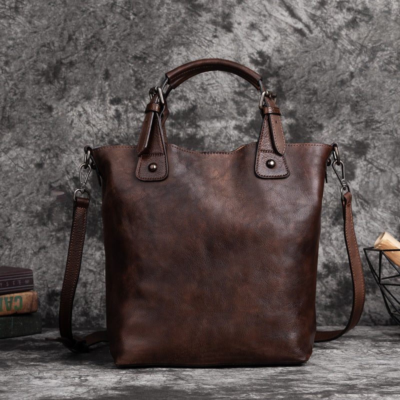 Vegetable Tanned Leather Vintage Multifunctional Shoulder Bag