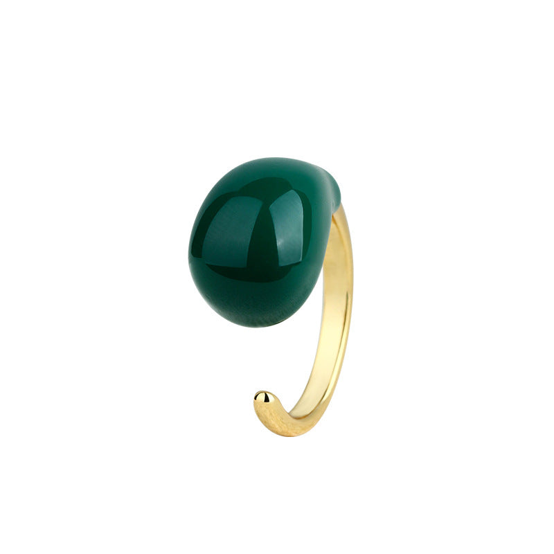 Enamel Glaze Drop-Shaped Open Ring for Women - European and American Style