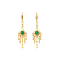 Gold Plated Jade Tassel Long Earrings with Classical Design