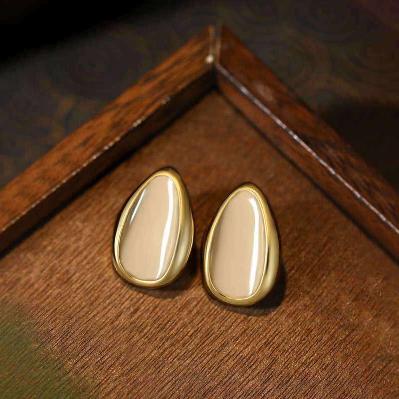 French-style 925 Silver Drop-shaped Pin Ear Studs for Women