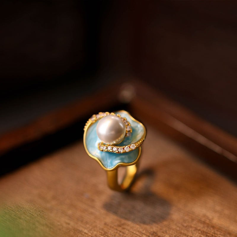 Mint Mambo Green Pearl Loose Ring for Women, All-match