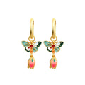 Enamel Butterfly Women's Ear Studs, Elegant Retro Style