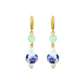 Blue and White Porcelain Earrings, Original Design, Handmade, Beaded