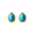 925 Silver Needle Imitation Turquoise Earrings, Simple Retro Design