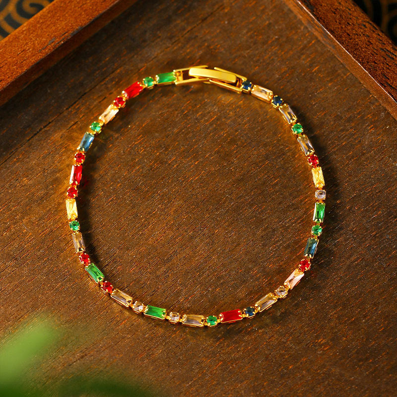 South Korea Colorful Zircon Bracelet Retro Trendy Ins Style Jewelry