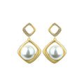 925 Silver Pin Earrings with Crystal Pearl for Women