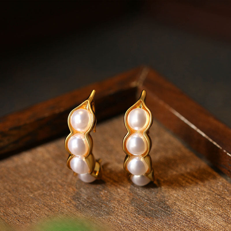 Elliot S925 Silver Gold-plated Crystal Pearl Retro Round Bead Earrings for Women