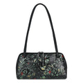 Retro Genuine Leather Underarm Baotou Cowhide Handmade Color-polished Handbag with Embossed Floral Design