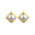 French court style retro diamond pearl 925 silver plated 18k gold women earrings