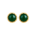 Vintage Emerald 925 Silver Button Pin Earrings with Diamond Style