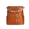 Top Layer Cowhide Crocodile Pattern Embossed Leather Backpack