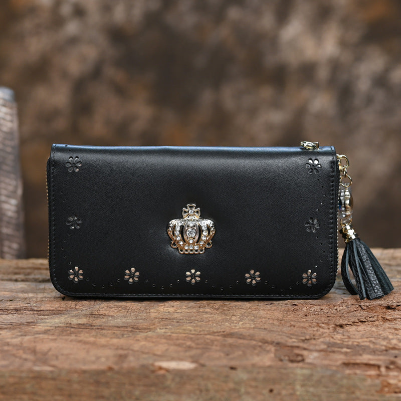 New Fashion Leather Women's Wallet - Large Capacity, First Layer Cowhide, Laser Hollow