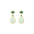 Gold-plated Imitation Hetian Jade Drop Earrings, Ethnic Retro Burned Blue Style