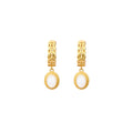 Real Gold Plated with Imitation Jade Egg Face Copper Coin Earrings for Women