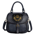 Vintage Cowhide Women's Multi-purpose Vegetable Tanned Leather Hand Backpack with Embossed Design