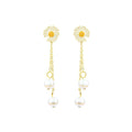 Daisy Pearl Tassel Earrings, European and American Ins Style, Imitation Freshwater Pearl, Antique Design