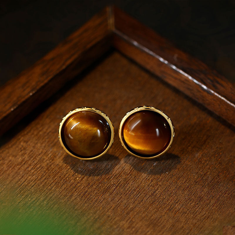 925 Silver Tiger's Eye Earrings for Women, Distinctive and All-match