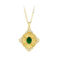 Real Gold Electroplated Geometric Emerald Clavicle Chain Luxury Jewelry
