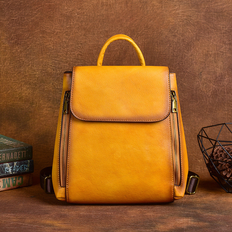 Cowhide Vintage Embossed Multi-Purpose Vegetable Tanned Leather Crossbody Bag