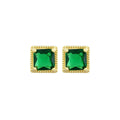 French 925 Silver Emerald Ear Studs for Women