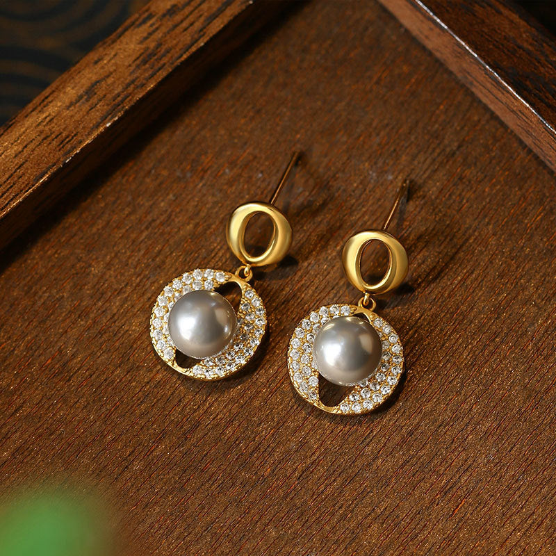 925 Silver Pin Earrings, Niche Fashion Exaggerated Baroque Pearl Earrings from South Korea Dongdaemun