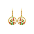 925 Silver Needle Enamel Bamboo Peace Ear Hook Earrings for Women