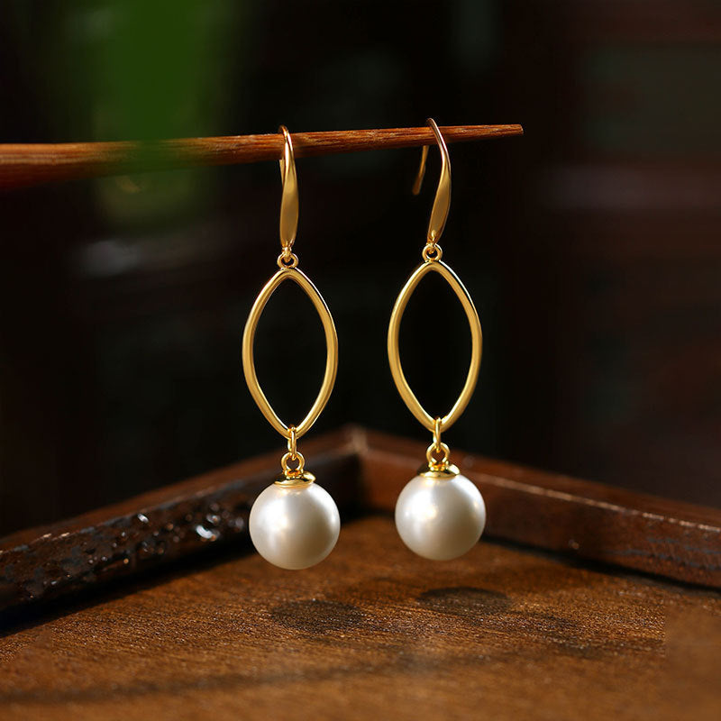 18k Crystal Pearl Geometric Commuter Earrings