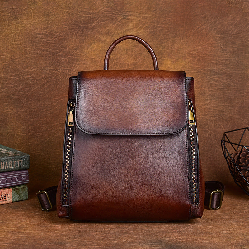 Cowhide Vintage Embossed Multi-Purpose Vegetable Tanned Leather Crossbody Bag