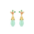 925 Silver Needle Magnolia Imitation Hetian Jade Antique Earrings for Women