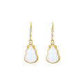 S925 Silver Needle Gold Plated Imitation White Jade Gourd Earrings