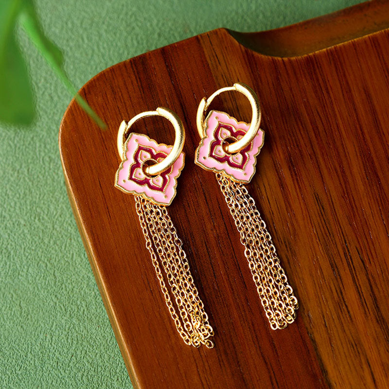 Vintage Tassel Enamel Handmade Earrings