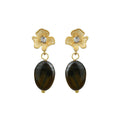 Vintage Tiger Eye Ginkgo Leaf Earrings, All-match and High-end