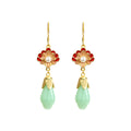 Aieryuan 925 Silver Lotus Earrings with Enamel Imitation Jade