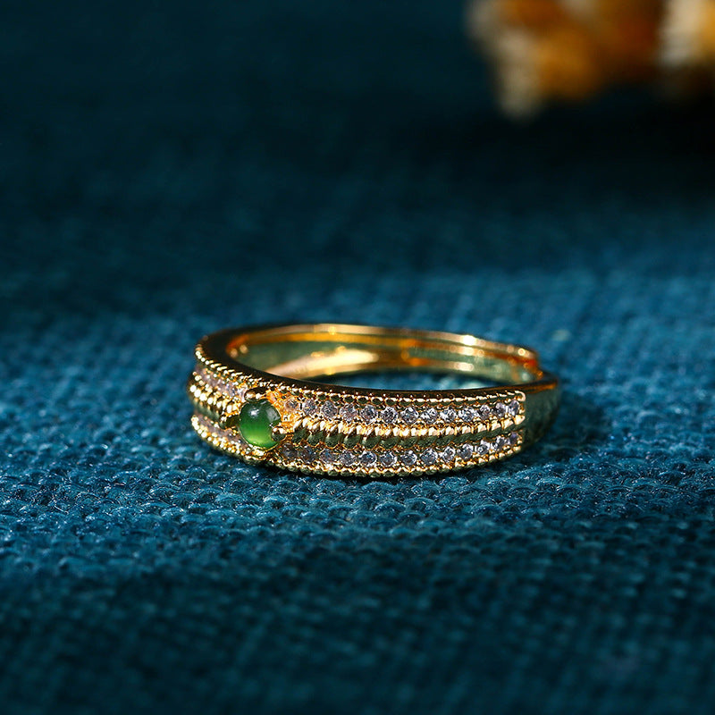 Red Riding Book Emerald Egg Face Women's Ring with Luxury Design