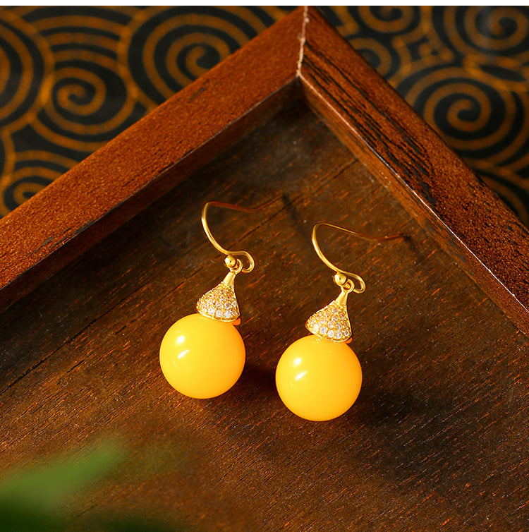 Imitation Beeswax Earrings Niche Design Summer Earrings