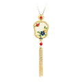 Flower Blossom Fan-shaped Cold Enamel Tassel Necklace