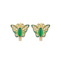 Ear Buckle Enamel Cloisonne Butterfly Earrings, Court Style Retro Ear Hook for Women