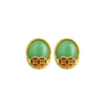 Antique Fortune Rolling Imitation Jade Long Earrings, Niche Fashion