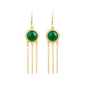 Artificial Imitation Hetian Jade Ping An Buckle Tassel Earrings